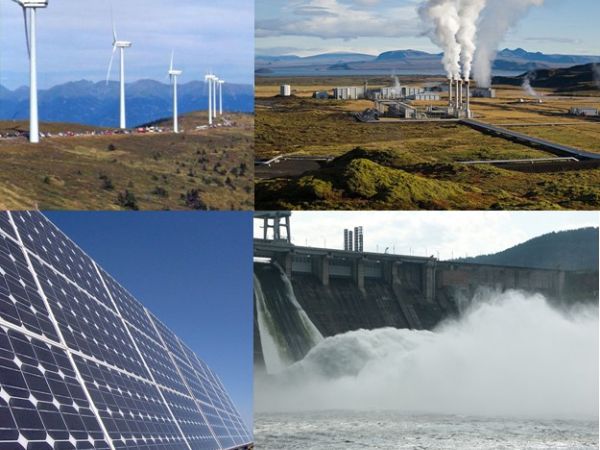 Windenergie, Geothermie, Solar, Wasserkraft